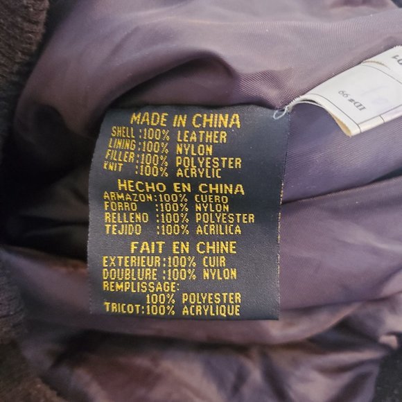 GIII‎ XL Brown Leather Bomber Jacket Coat Pockets Aviator Flyboy - Picture 4 of 5